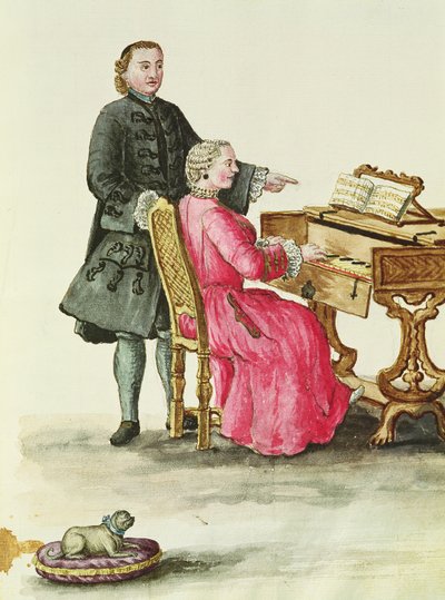 A Singer at the Clavichord with Her Teacher by Jan van Grevenbroeck